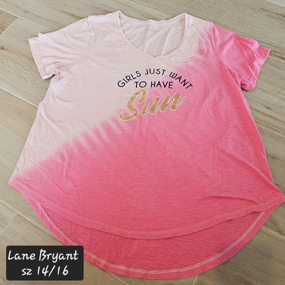Lane Bryant Girls Just Want to Have Sun Pink Tie Dye Short Sleeve Tee Size 14/16